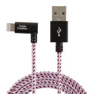 Angle Lightning to USB Cable Braided 4Feet / 1.2Meters, # CC0261