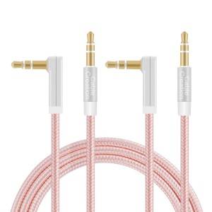90 Degree Right Angle 3.5mm Auxiliary Audio Cable 6 Feet /1.8 Meters, [2-Pack], # CC0375