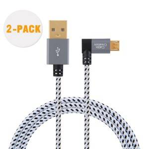 Right Angle USB 2.0 Braided Cable 6.5Feet/ 2Meters, [2-Pack] , # CC0537