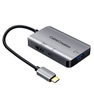 USB 3.1 Type C to HDMI 4K Adapter with 100W Power Charging+ USB 3.0 3-in-1 Thunderbolt 3 Aluminum Hub,#CD0572