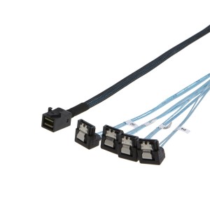 Internal HD Mini SAS (SFF-8643 Host) – 4X SATA (Target) Angle Cable 1.66 Feet/0.5 Meters, #CS0057