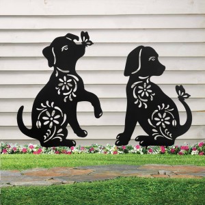 Stake Garden Metal Dog Garden Stakes, Yard Decor Art Lawn, Outdoor Home Decor Animal Silhouette Statues