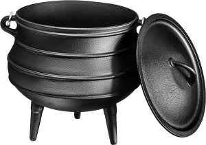 whole  sale  3 legs  cast iron potjie pot  pre-seasoned oil coating   outdoor use