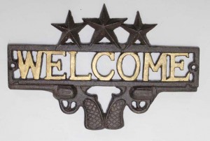 cast iron welcome sign  garden decorative