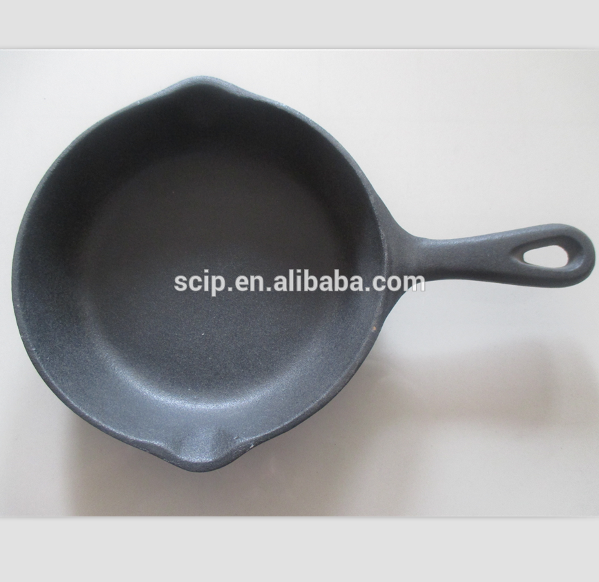 Pre-seasoned single handle cast iron frying pan