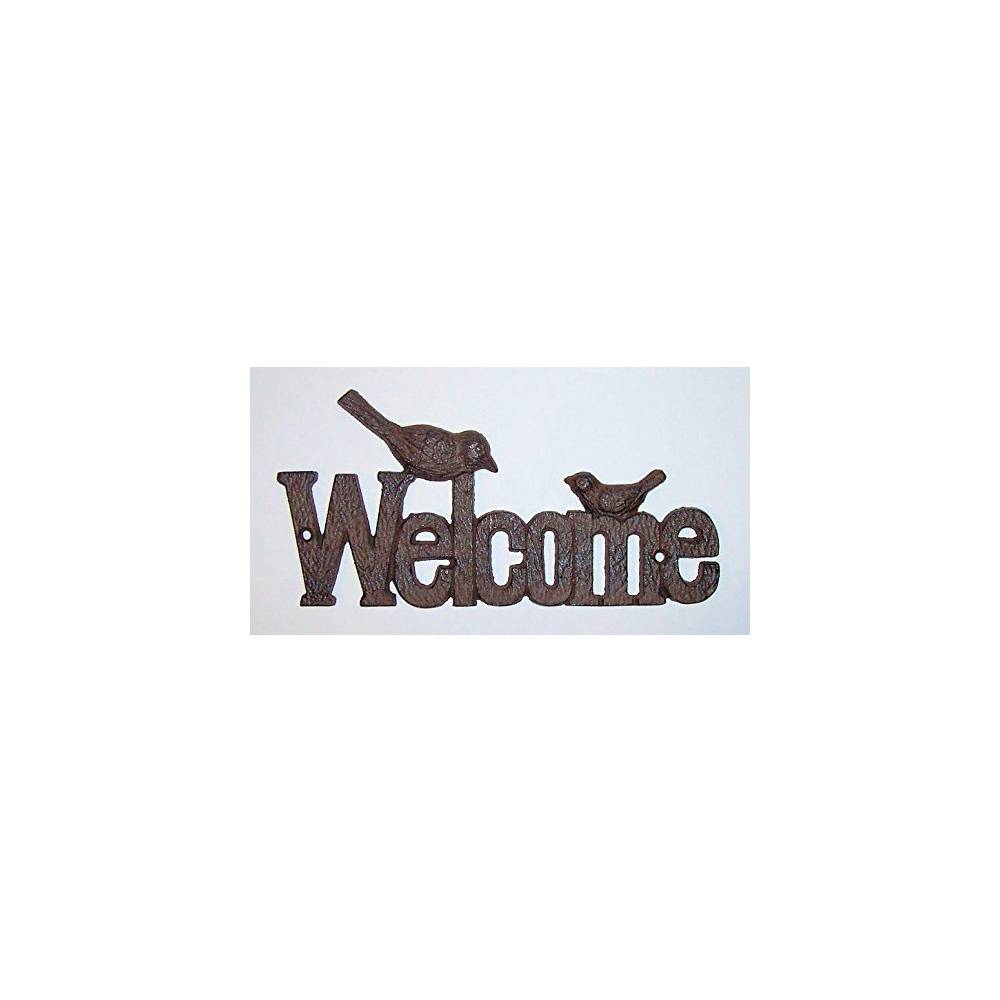 Heavy Cast Iron – Primitive Western Design – Welcome Sign – With Two Birds On The Top – Wall Hanging – Indoor or Outdoor Use