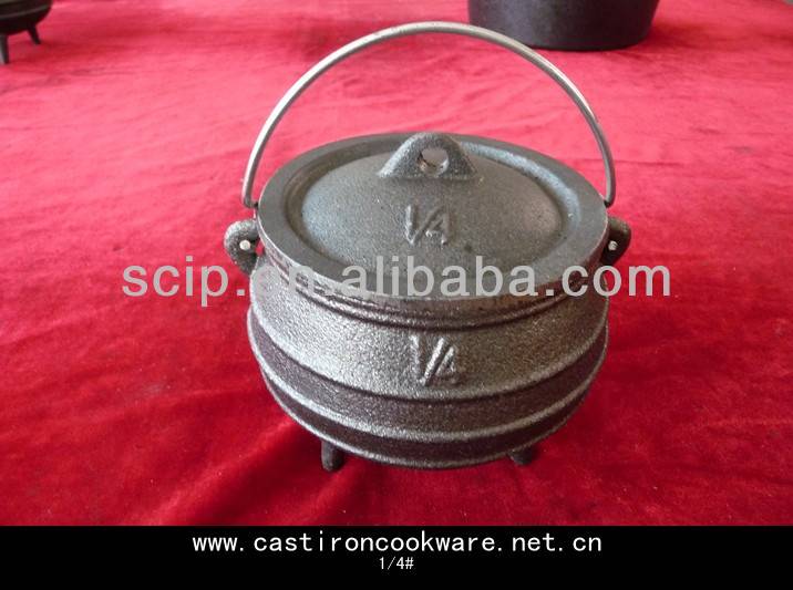 1/4# cast iron three legged potjie pot wholesale