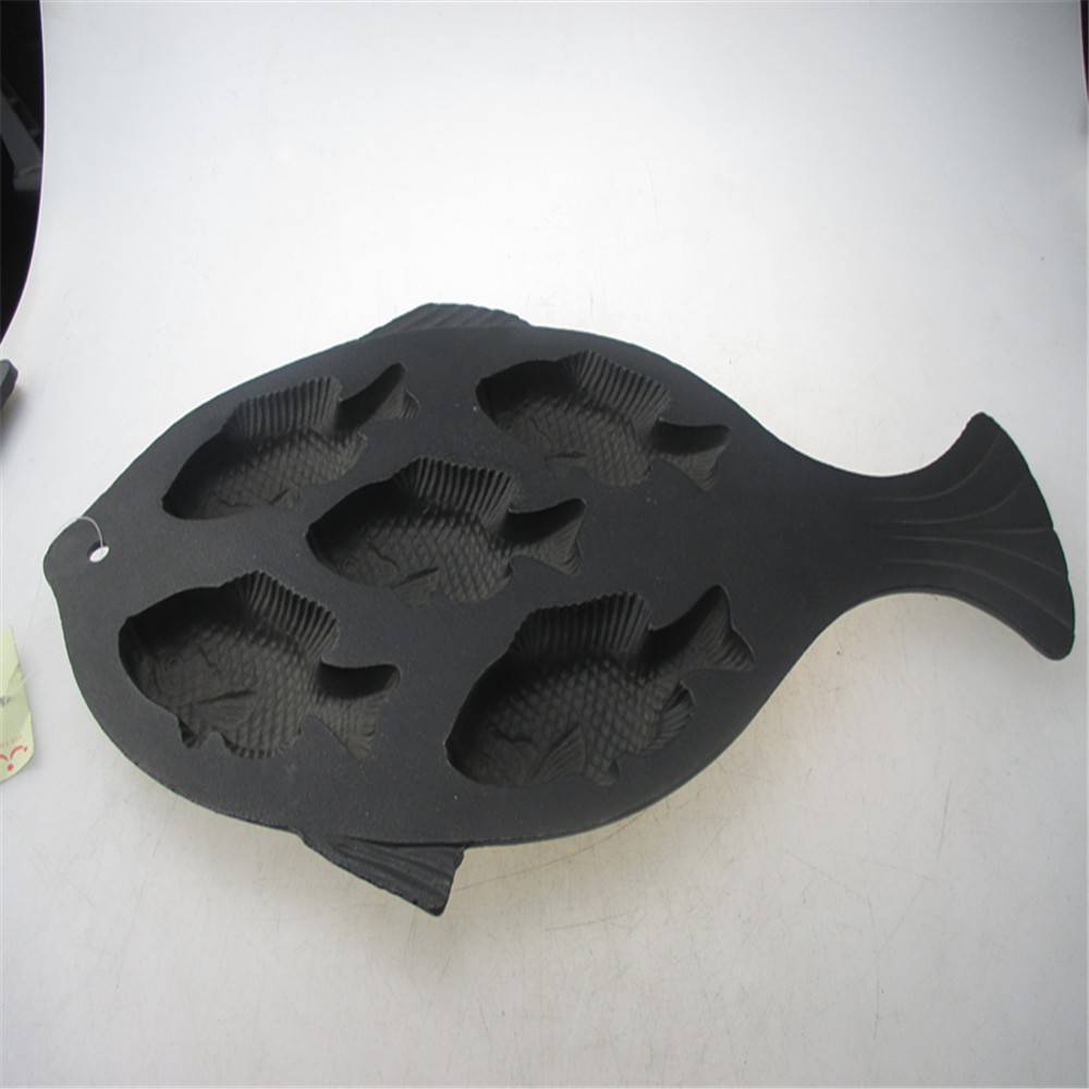 Cheapest Factory Cast Iron Cookware Set -
 Preseasoned 5 fish shape cast iron tray baking pan cake pans – KASITE
