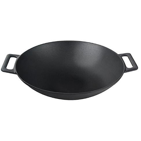 China wholesale Cast Iron Square Fry Pan -
 Cast Iron Shallow Concave Wok, Black, 12 Inch, Wide handles – by 13 years Alibaba gold supplier – KASITE