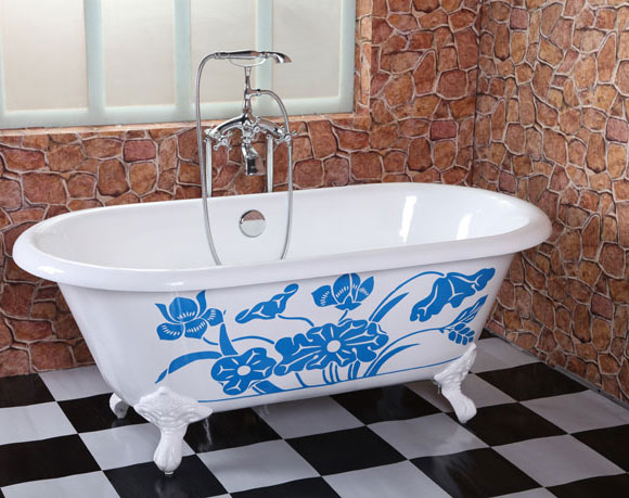 cast iron emperial trafitional bathtub with beautiful flower and color