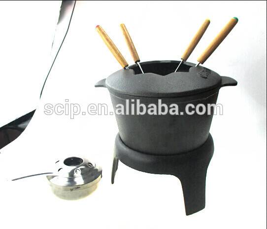 black good quality cast iron fondue set