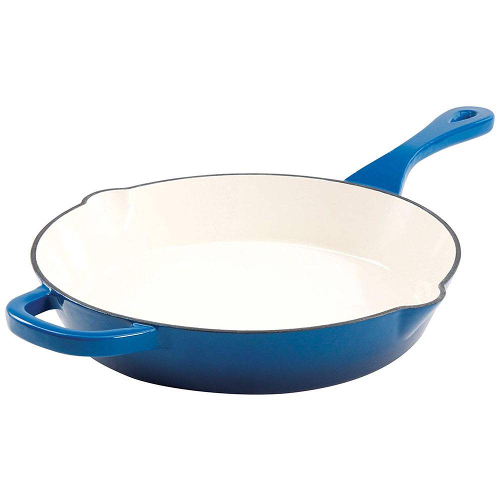 Enameled Cast Iron 10-Inch Round Skillet, Sapphire Blue