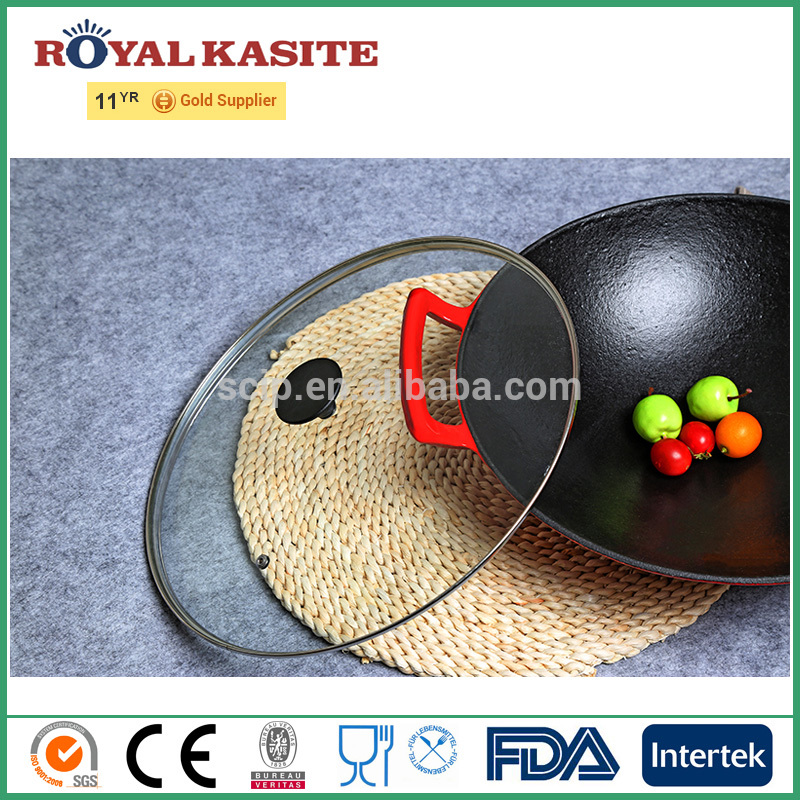 no stick Enamel cast iron china round wok