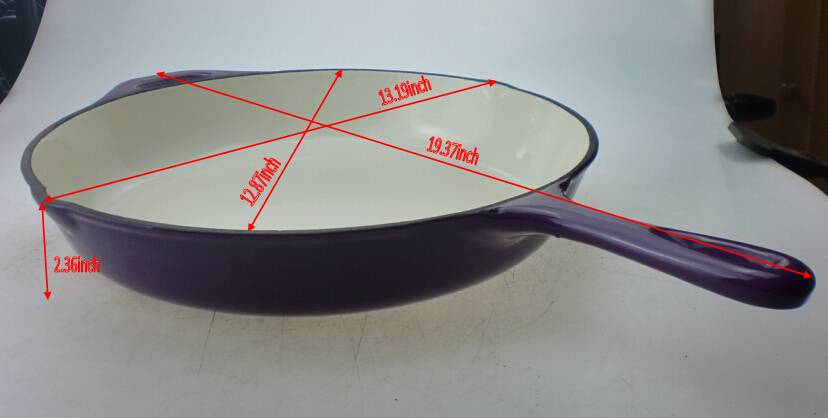 new arrival fashionalbe high quality FDA LFGB certification purple porcelained 13inch cast iron non-stick frying pan
