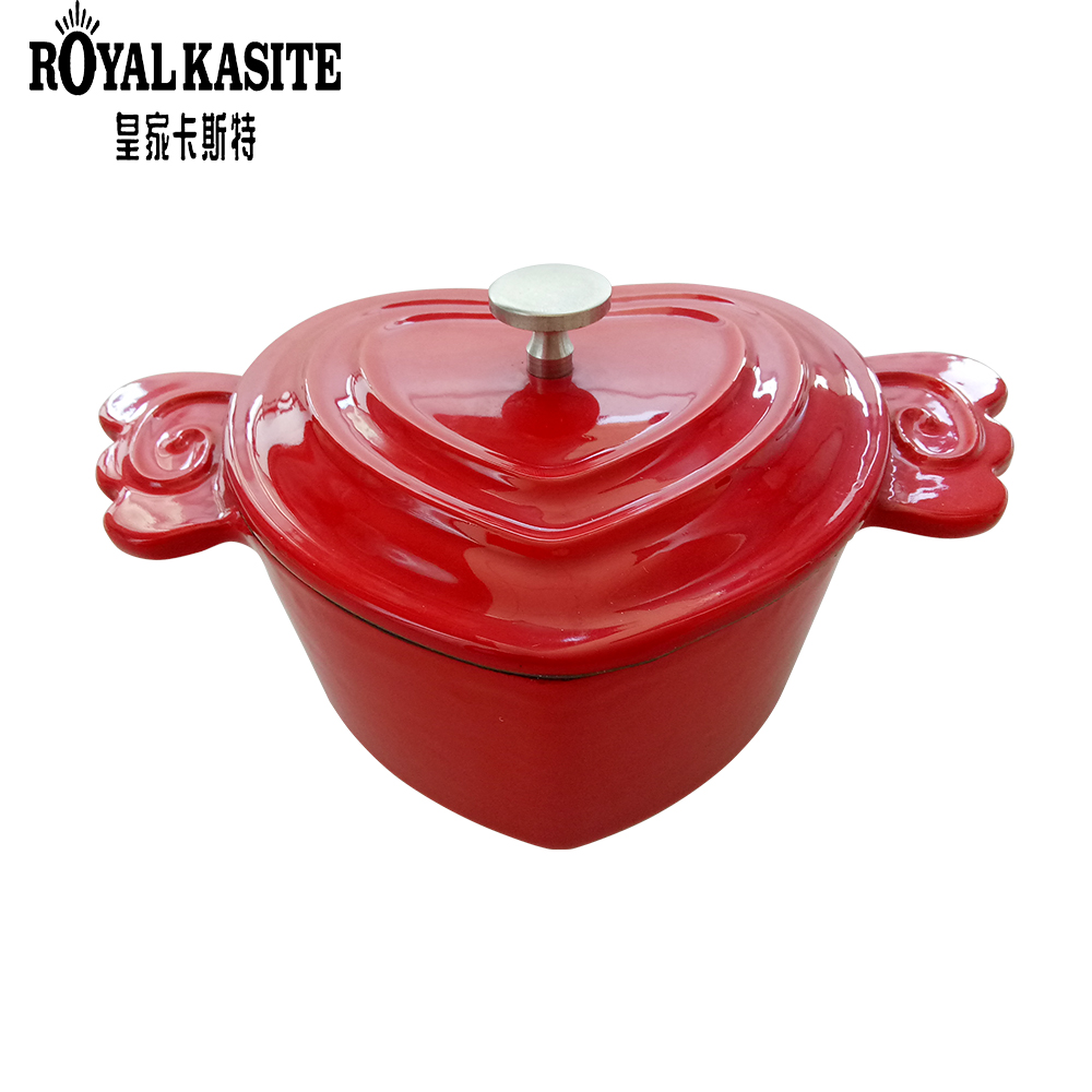 high quality cast iron heart shaped enamel casserole