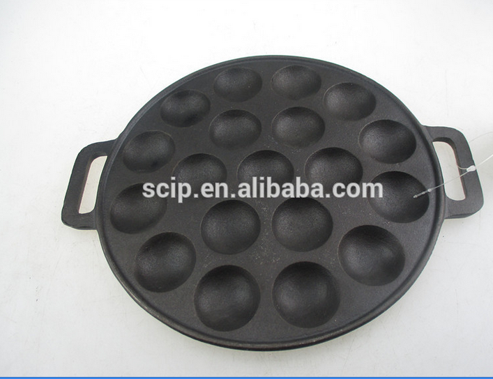 19 round holes cast iron bake pan, non stick cast iron bake pan