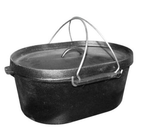 Wholesale Large Oval Black Cast Iron Stock Pot Dutch Oven Soup