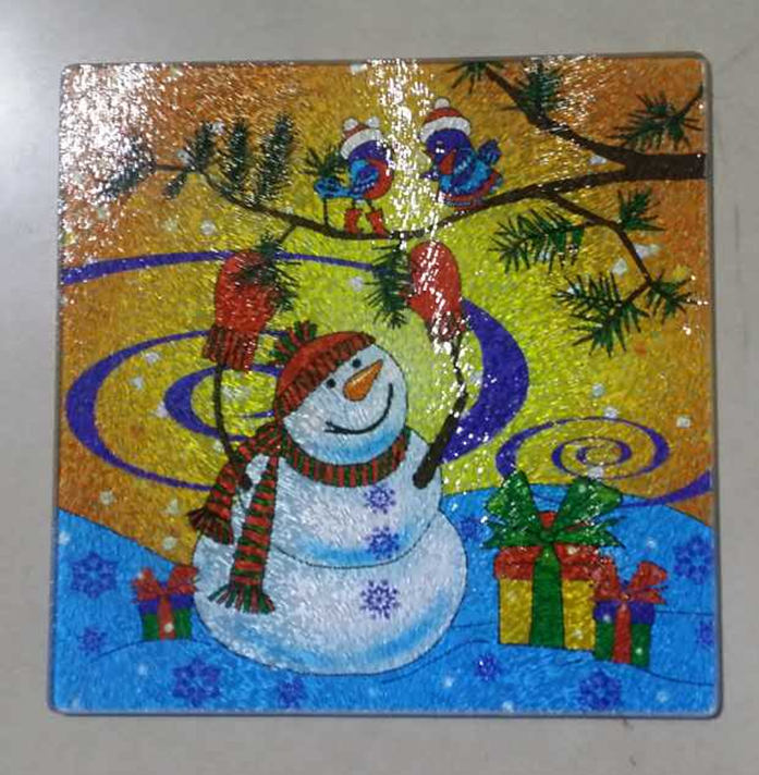 beautiful snowman tempered glass cutting board