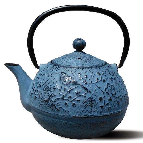 Waterfall Blue Cast Iron "Suzume" Teapot, 24 Oz.