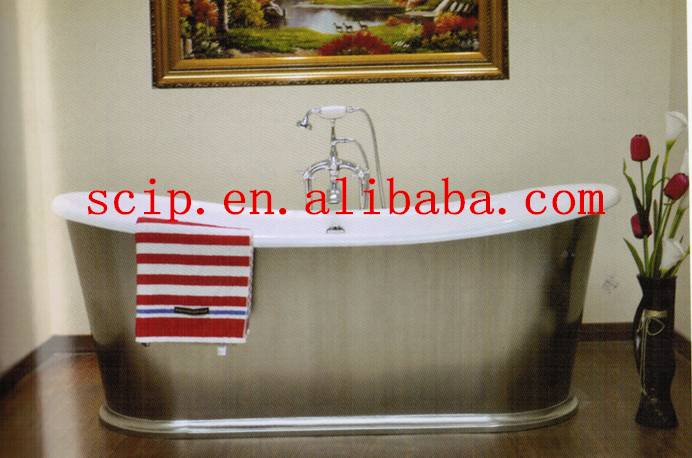 free standing cast iron bateau bathtub with skirt for sale