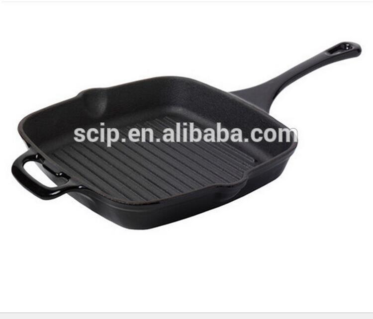 26cm Black color preseasoned Cast Iron Square Griddle cast iron skillet cast iron grill pan