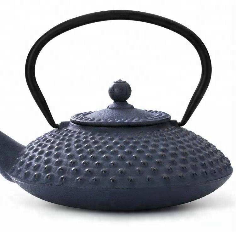 Asian Teapot Cast Iron 1.25 Litre Pimple Structure Blue