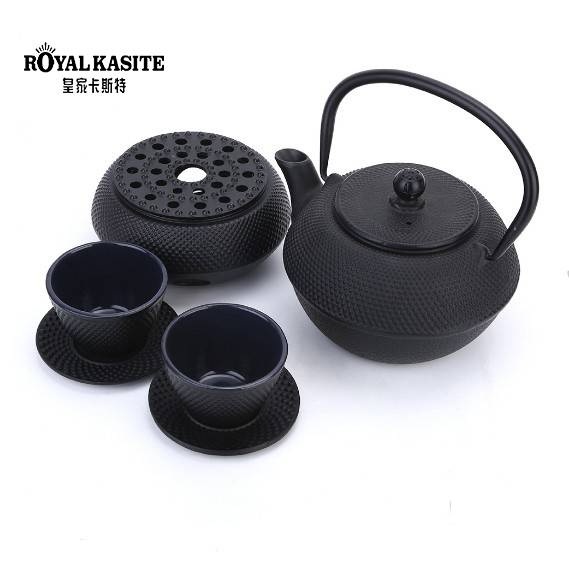 cast iron tea sets, black, 0.9/1.2/1.5L with cast iron cups