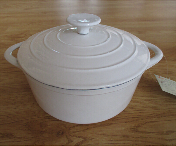 25cm white color cast iron enamel casseroles sauce pot