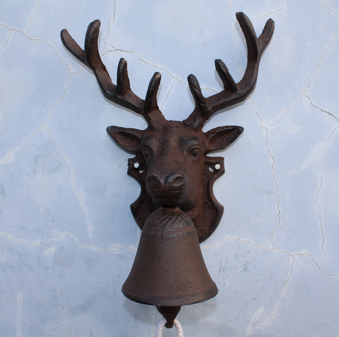 Cast Iron Deer Dinner Bell for Yard Art Wall Hanging Garden