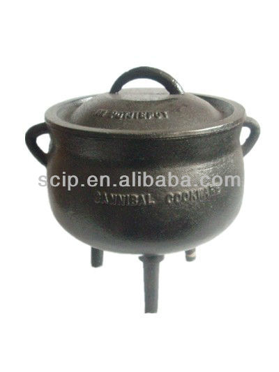 cast iron three legged potjie pot for camping cookware