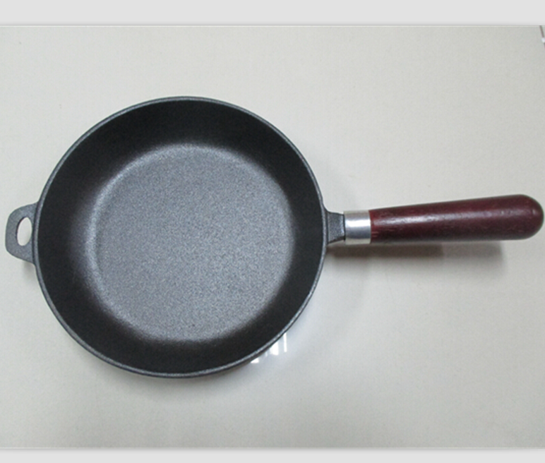 multifunction cast iron fry pan preseasoned cast iron skillet with wooden handle