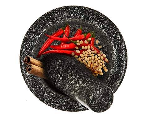 Premium Solid and Durable Natural Granite Pestle and Mortar Spice Herb Seed Salt and Pepper Crusher Grinder Grinding Paste -Comf