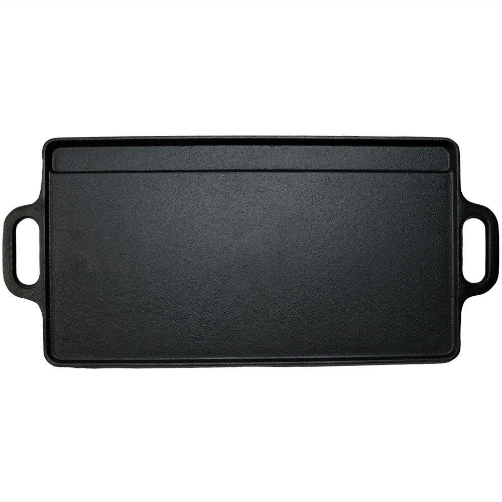 Royal wholesaler cookware cast iron grill/griddle reversible stove top or campfire cooking, black