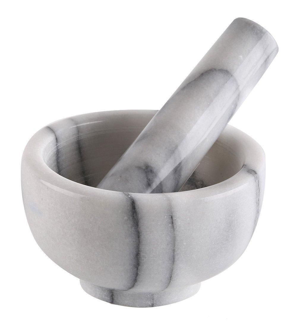 Factory directly supply Teapot Cast Iron Set -
 Marble Mortar and Pestle, 3.75", White/Gray – KASITE
