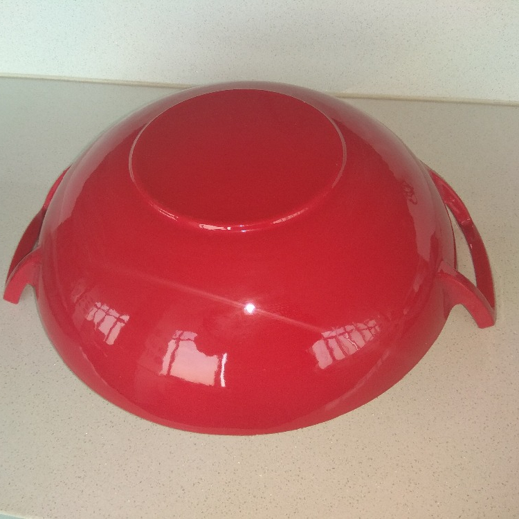 13 Years Golden Supplier 13.7" Red Enameled Heavy Cast Iron Wok Pan