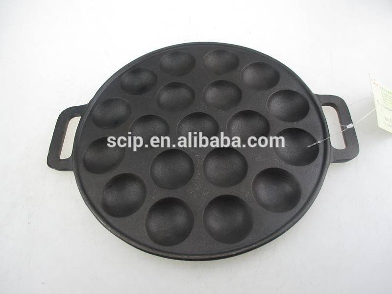 19 round holes cast iron bake pan, non stick cast iron bake pan
