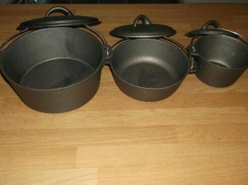 Cast Iron Black Pot Camping Cooking Pot Stock Pot Camp Fire Pan 1 to 4.25 Litre