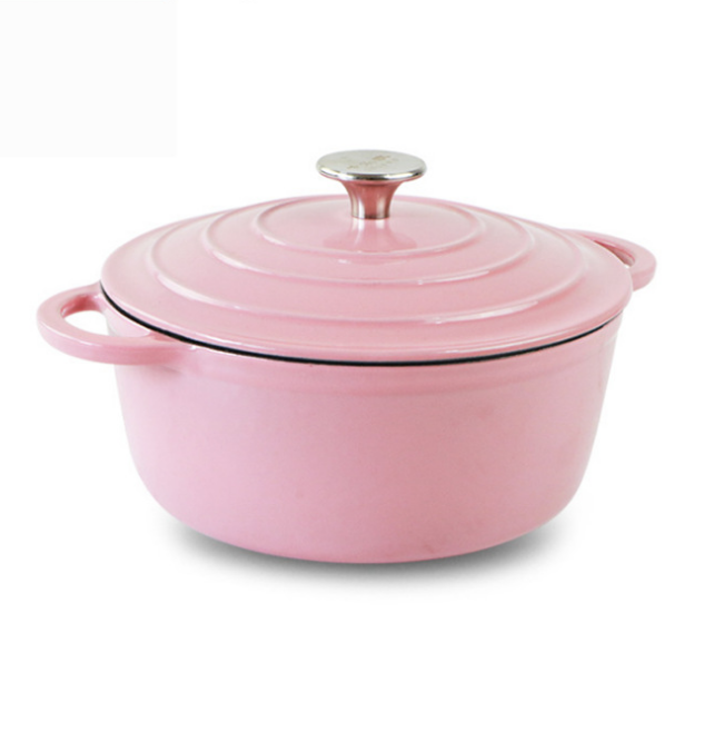 14cm Cute Pink Square Dutch Oven Enameled Cast Iron Pot With Lid