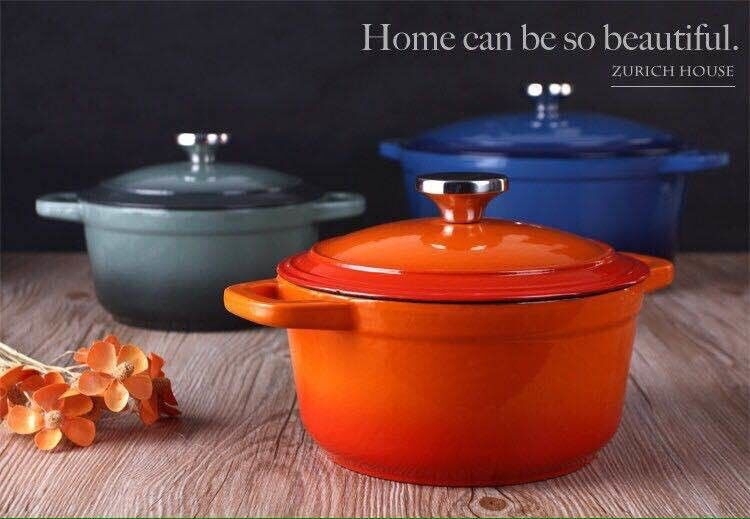 Die casting enameled cast iron casserole pot with lid