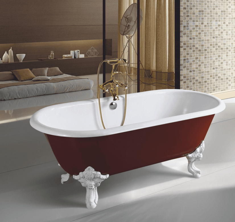 white enamel cast iron bathtub