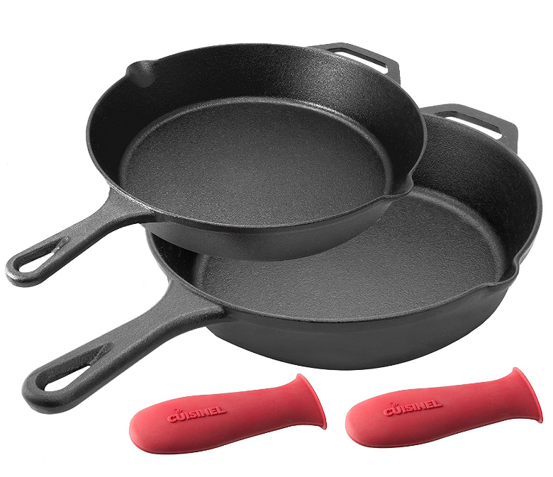 Preseasoned Cast Iron Skillet 2 Piece Set 10Inch and 12Inch Oven Safe Cookware