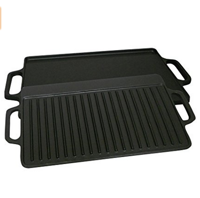 Pre-seasoned Cast Iron 2 Sided Griddle, 15.75-Inch