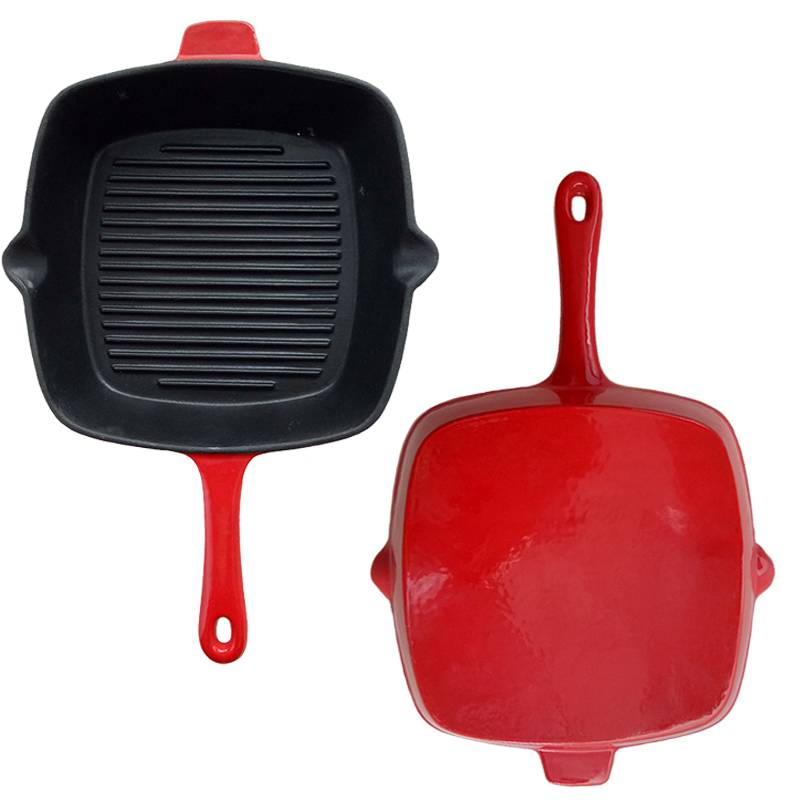 10 inch Red Enamel Square Cast Iron Griddle