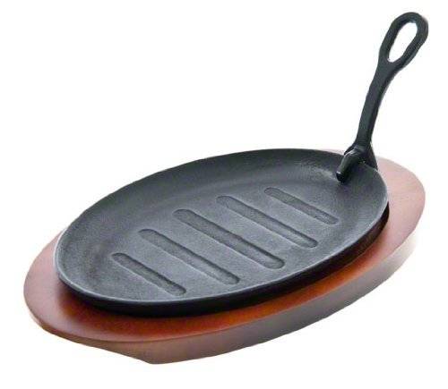 Cast Iron Steak Platter and Wood Underliner