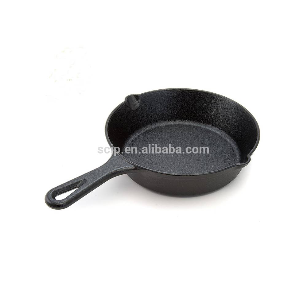 hot selling Durable Cookware Round Cast Iron Skillet With Pour Spouts And Handle
