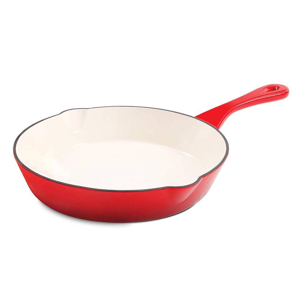 Enameled Cast Iron 8-Inch Round Skillet, Scarlet Red