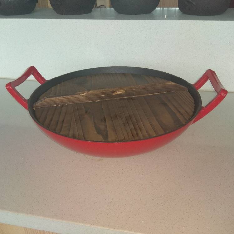 13 year golden supplier 12.5 inch Chinese big size wok for Chinese type with red enamel