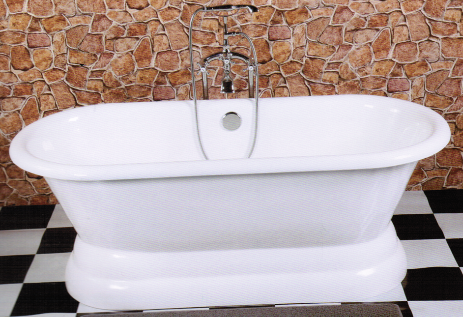 flat bottom enameled classic cast iron bathtub