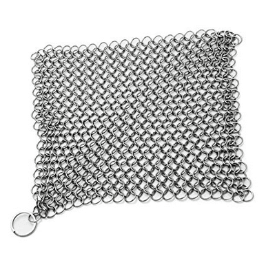 8"x6" Stainless Steel 316L Cast Iron Cleaner Chainmail Scrubber for Cast Iron Pan Pre-Seasoned Pan Dutch Ovens Waffle