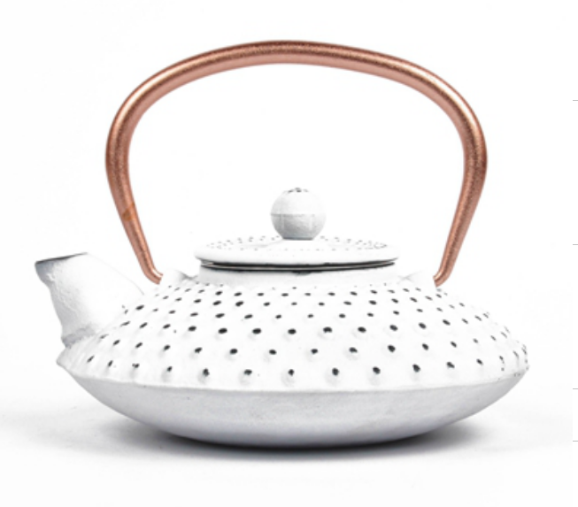 Amazon hot sale cast iron teapot kettle with Stainless Steel infuser white color